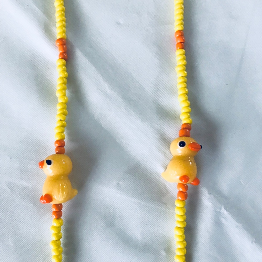 🌷Duckies Yellow-Beaded Lanyard/ID Holder